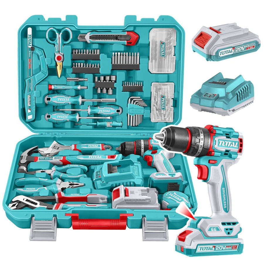 Set Taladro Percutor 20V Brushless + 166 Piezas