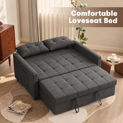 Sofá cama GOSUHI convertible en cama, tapizado gris oscuro