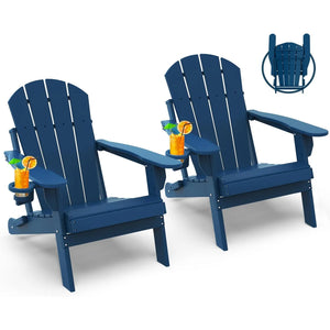 Set 2 Sillas Plegables Adirondack con Portavasos