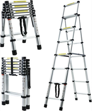 Escalera Telescópica de Aluminio con Marco en A