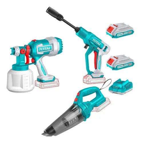 Kit 3 en 1 — Pistola de Pintar + Hidrolavadora + Aspiradora 20V